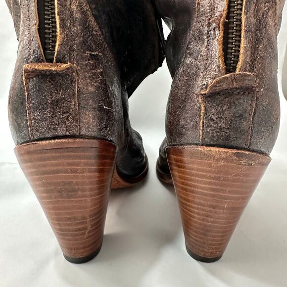 Frye Over the Knee‎ Studded Boots Crackle Leather | Brown | SZ 9 display picture 2